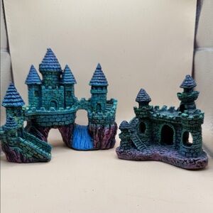 Blue and Purple Castle Aquarium Decor